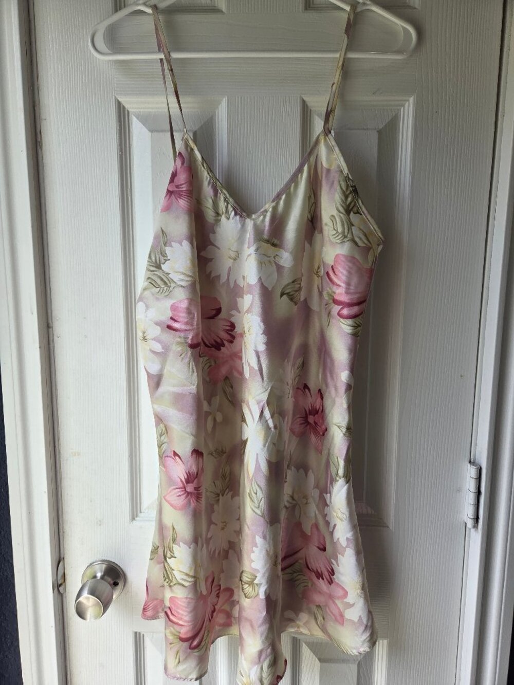 Maidenform Lingerie Nightgown Beige Rose Satin Women's Large